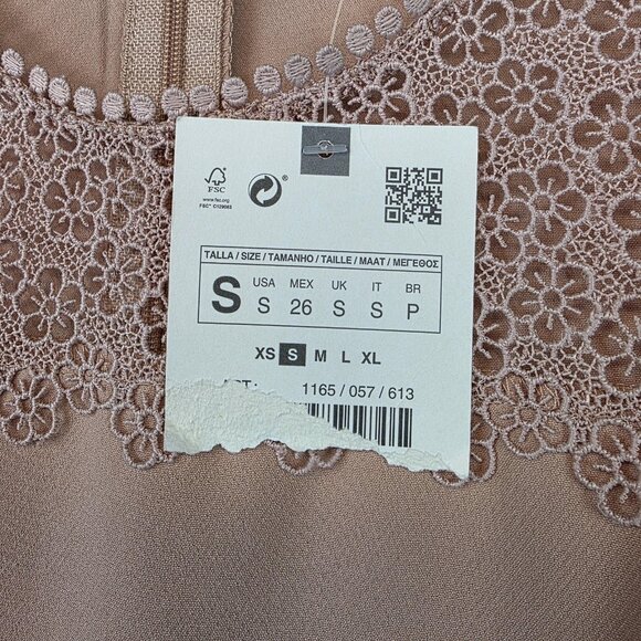 Zara Dress Womens Small Pink Sleeveless Lace Detail Fit And Flare Party NWT - Picture 2 of 10